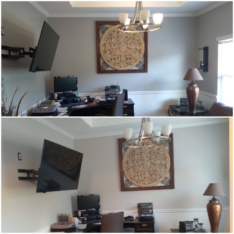 Before-and-after of a home office repaint